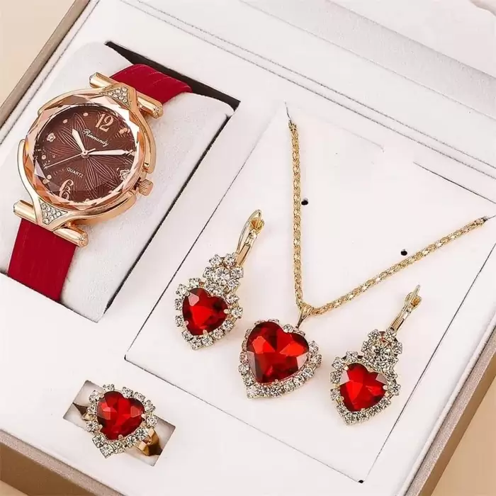 NZ$35 5pcs Women's Luxury Set Necklace Ring Earrings Watch